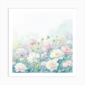 Watercolor Peonies Art Print