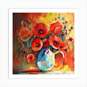 Poppies In A Vase 4 Art Print