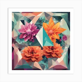 Geometric Flowers Art Print