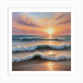 Sunset At The Beach Paintings Art Print 4 Art Print