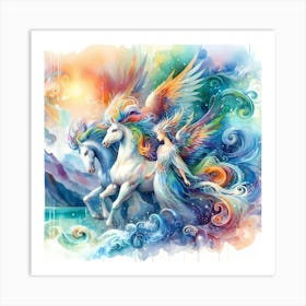 Unicorns And Angels 1 Art Print