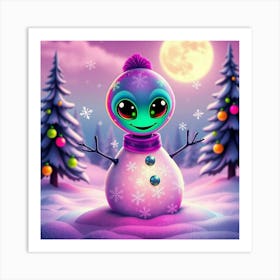 Alien Snowman Art Print