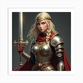 Warrior Princess In Ancient Armor With A Majestic Sword In Hand 1 Art Print