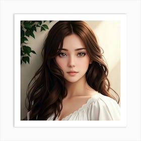 Brunette Beauty 1 Art Print