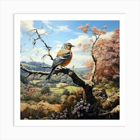 Chaffinch On Blossoming Tree 1 Art Print