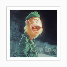 Monkey In Uniform Art Print