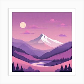 Misty mountains background in purple tone 17 Art Print