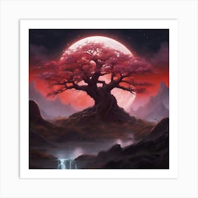 Tree In The Moonlight 3 Art Print