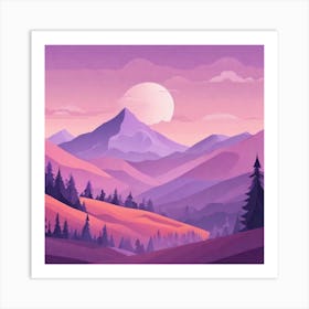 Misty mountains background in purple tone 19 Art Print