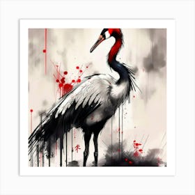 Crane With Blood Art Print