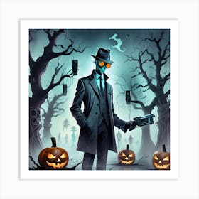 A Private Elegantly Dressed Halloween Detective Art Print