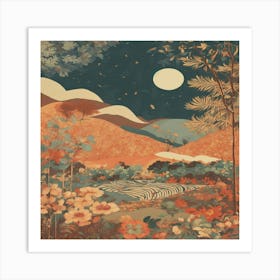 Moonlight Landscape Art Print