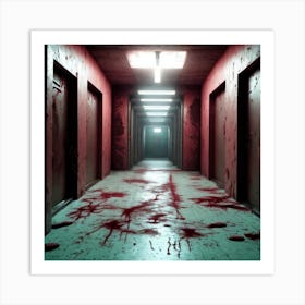 Hallway With Blood Art Print