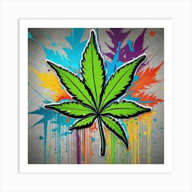 Colorful Marijuana Leaf 5 Art Print