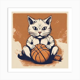 Basketball Cat Art Print