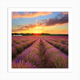 Lavender Field At Sunset 1 Art Print