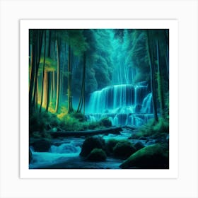 Waterfall In The Forest 4 Art Print