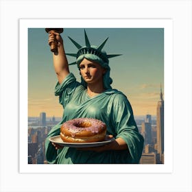 Statue Of Liberty Holding A Doughnut Art Print