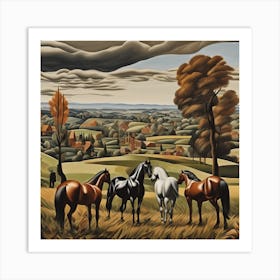 Horses In The Field 13 Art Print