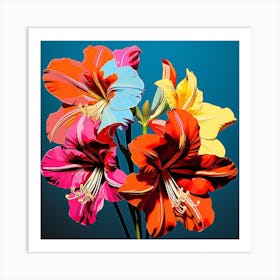 Andy Warhol Style Pop Art Flowers Amaryllis 3 Square Art Print