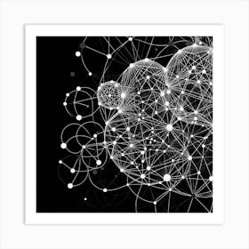 Abstract Network Of Dots And Lines Art Print