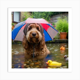 Dog In The Rain 4 Art Print