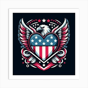 USA Heart Eagle Art Print