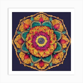 Rose mandala colorful 7 Art Print