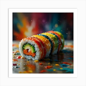 Sushi With Colorful Splatters Art Print