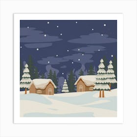 Winter Night Scene Art Print