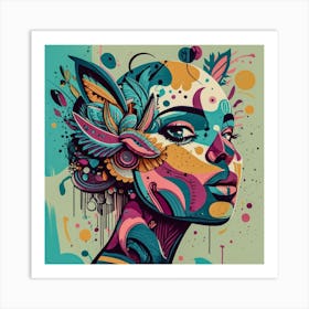 Girl Abstract Painting Art Print