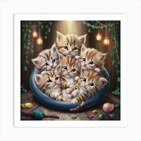 Kittens In A Bowl Art Print