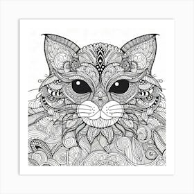 Cat Coloring Page Art Print