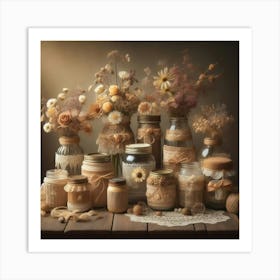 Jars Of Flowers Art Print