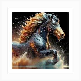 Horse Running In Water 10 Art Print