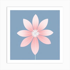 A White And Pink Flower In Minimalist Style Square Composition 117 Art Print