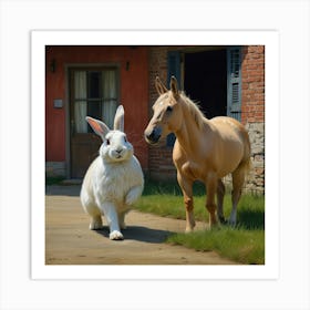 Horse And Rabbit Art Print