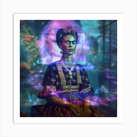 Frida's Virtual Gallery Series. Kahlo is Her Own Virtual Curator. Art Print