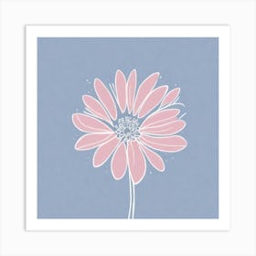 A White And Pink Flower In Minimalist Style Square Composition 121 Art Print