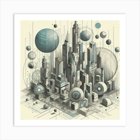 Cityscape architecture Abstract Painting Art Print