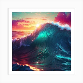 Ocean Wave At Sunset Art Print