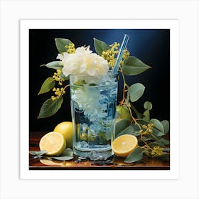 Floral Citrus Refresh Drink Art Art Print