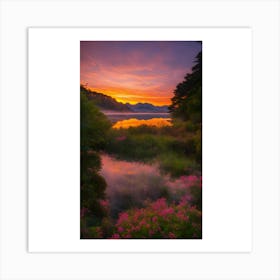 Sunset Over A Lake Art Print