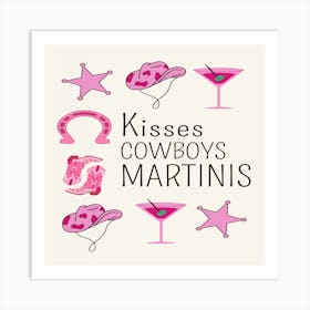 Kisses Cowboys Martinis Art Print