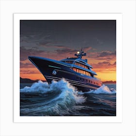 Yacht At Sunset Art Print