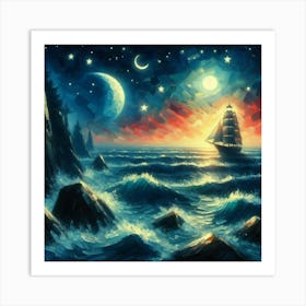 Ship In The Sea Art Print