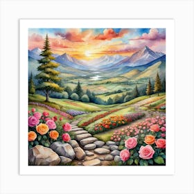 Roses In The Garden Art Print