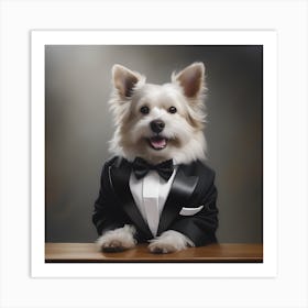 Canine Sophistication - A Dapper Dog In A Tuxedo Art Print