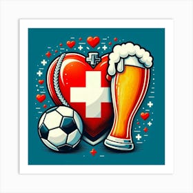 Switzerland Football and beer euro 2024 Art Print