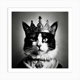 King Cat, Black And White Photography Art Print